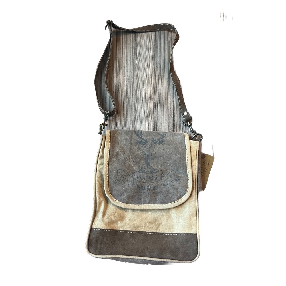 Clea Ray Vintage Wild &free Crossbody Deer Purse Adjustable Straps Canvas